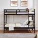 Twin Over Twin Bunk Bed With Ladder,Wooden Bunk Bed With High Guardrail And Ladder For Kids, Teens, Dorm Rooms, And Guest Rooms,No Box Spring Needed,Espresso_maomaolike.com