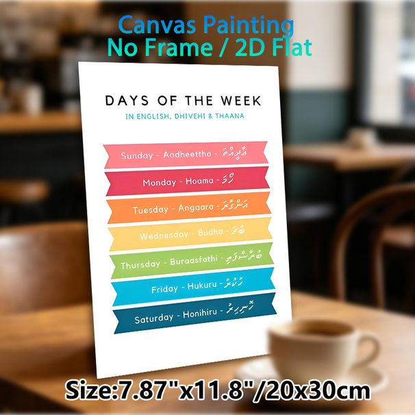 Days Of The Week Multilingual Painting Poster, Vibrant Color-coded Multilingual Days Chart Poster, Useful For Language Learning, Ideal For Study_maomaolike.com