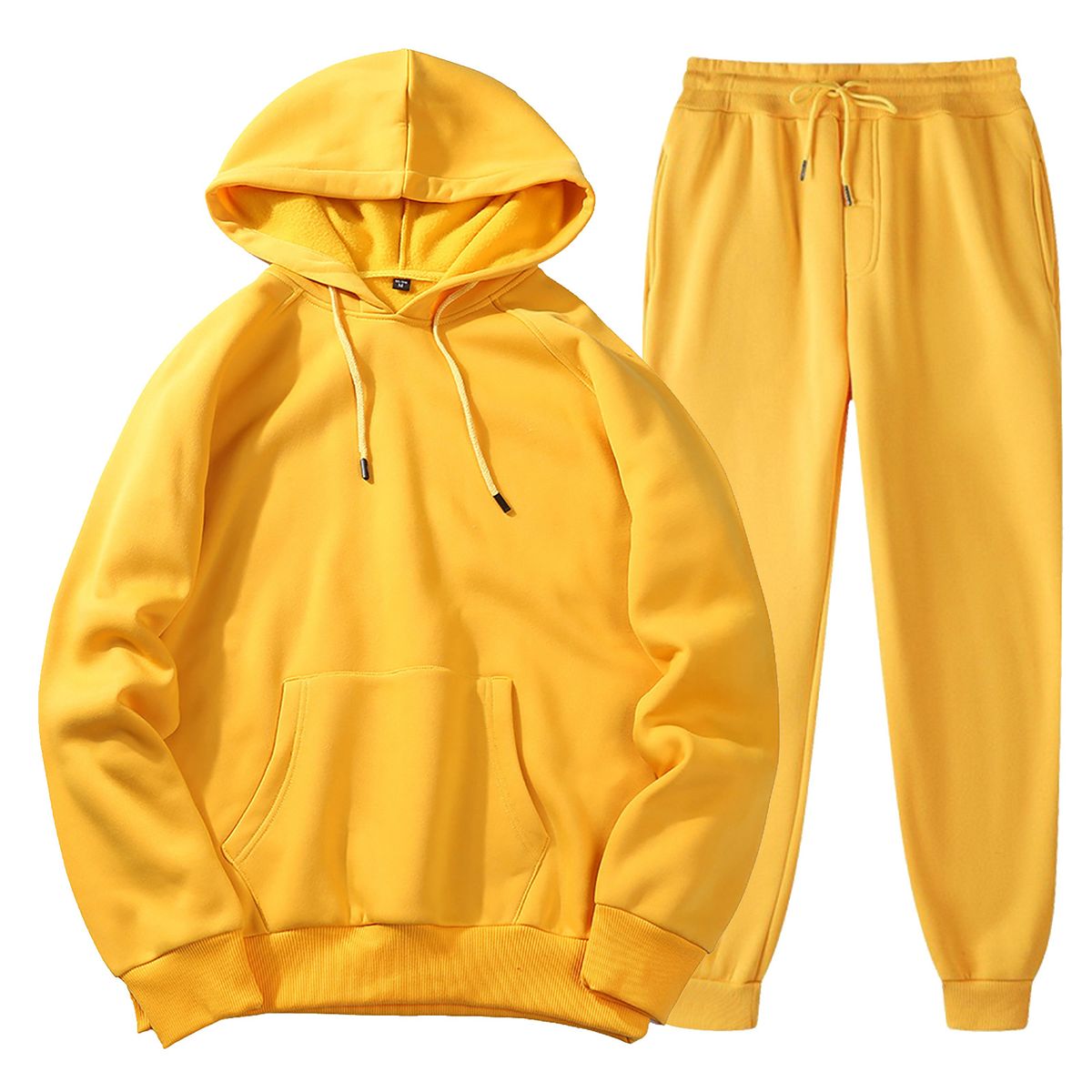 Women's Clothing Autumn and winter men's hooded solid color light plate pullover sweatshirt set casual sports hoodie sweatshirt trousers two piece set_maomaolike.com