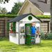 Wooden Playhouse For Kids Outdoor With Doors, Windows, Planter Pots And Boxes For Toddlers 3-8 Years, White_maomaolike.com