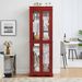 Lighted Glass Curio Display Cabinet,Display Cabinet,Glass Storage Cabinet Glass Wine Cabinet Wood Frame Toy Display For Living Room, Kitchen, Pantry Light Bulb Included Cherry_maomaolike.com