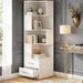 L-Shaped Bookshelf, Corner Bookcase With 5-Tier Shelf And 2 Drawers_maomaolike.com