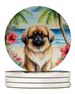 Pekingese Luau Large Sandstone Coasters Pack Of 4 Absorbent Round Coasters Decor Gifts For Men Or Women, 4 In, Multicolor_maomaolike.com