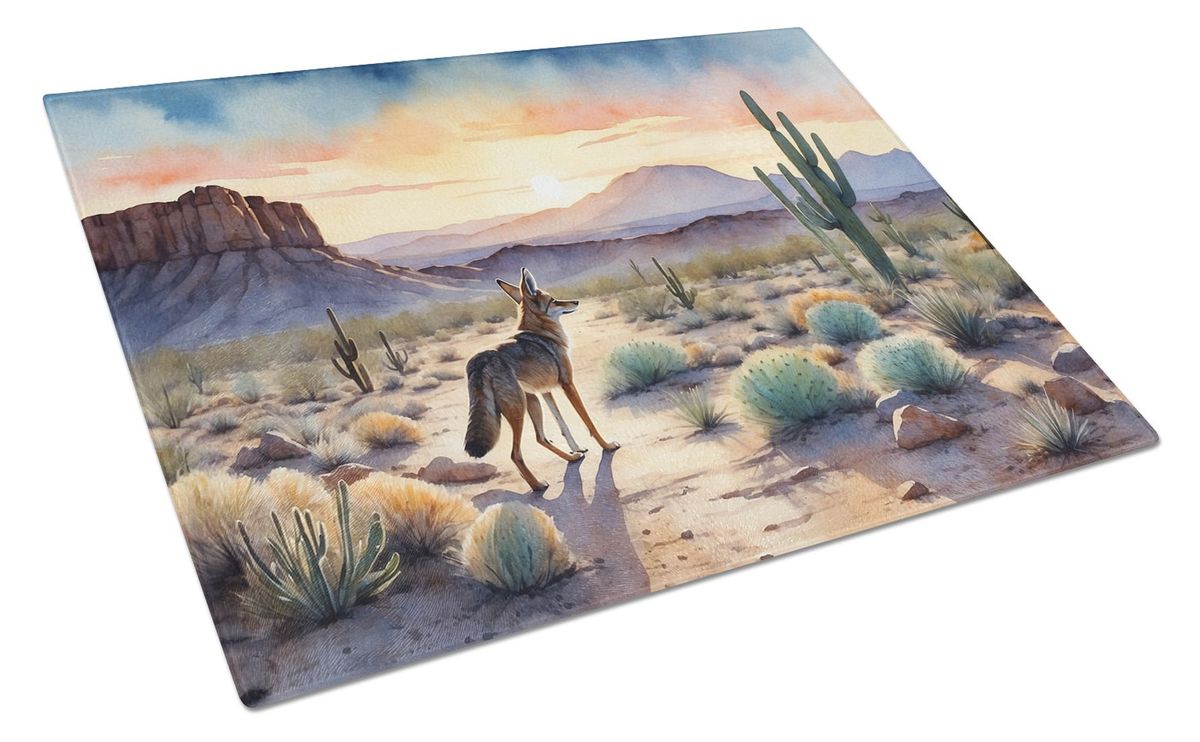 Desert Sunset Coyote Glass Cutting Board Decorative Tempered Glass Kitchen Cutting And Serving Board Large Size Chopping Board_maomaolike.com