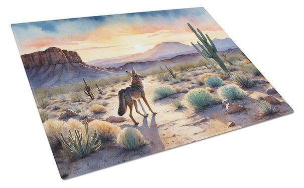 Desert Sunset Coyote Glass Cutting Board Decorative Tempered Glass Kitchen Cutting And Serving Board Large Size Chopping Board_maomaolike.com
