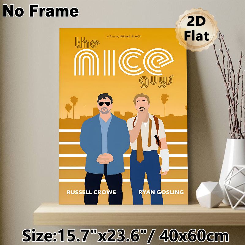 The Nice Guys Movie Painting Poster, Minimalist Retro Warm-hued Poster, Stylish Film-inspired Wall Decor Suitable For Living Room, Home Theater Spaces_maomaolike.com