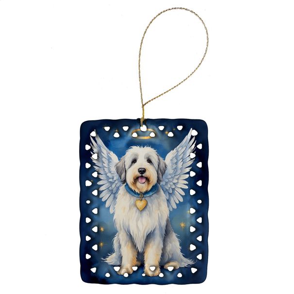 Old English Sheepdog My Angel Porcelain Ornament Christmas Tree Hanging Decorations For Home Christmas Holiday, Rectangle, Gift, Multicolor_maomaolike.com
