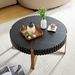 Modern Handcraft Drum Coffee Table 31.5 Inch Round Coffee Table For Living Room,Small Coffee Table With Sturdy Pedestal_maomaolike.com