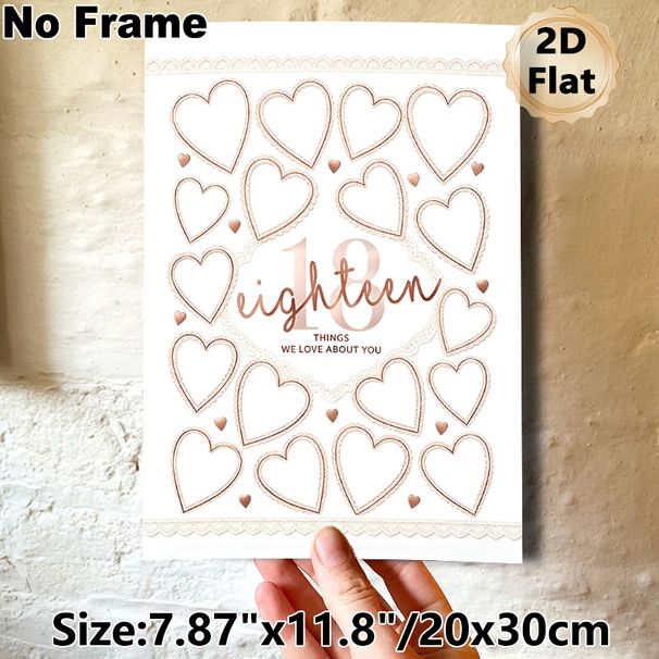 18th Birthday Themed Painting Poster, Rose Gold Lace Heart Style Poster, Blank Heart Frames For Writing Warm Messages, Suitable For Birthday Party_maomaolike.com