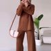 Women's Clothing autumn new solid color polo collar line pattern slim lazy style suit for women_maomaolike.com