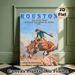 Houston Rodeo Cowboy Painting Poster, Vintage Western-style Vibrant Cowboy Riding Bucking Horse Poster, Retro Nostalgic Wall Decor Ideal For Living_maomaolike.com