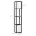 Modern Shelf Floor Lamp With Dual Ambient Light, Standing Lamp Living Room, Bedroom, 10.25"x10.25"x61.5", Black_maomaolike.com