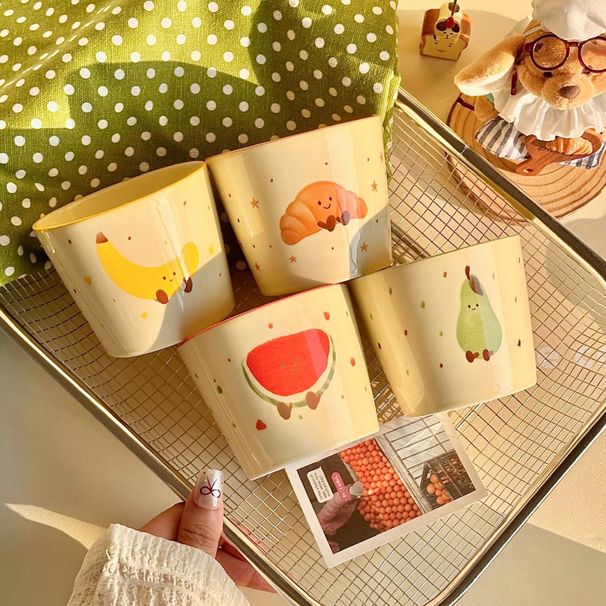 4 Ceramic Cups For Home Dormitory New High Beauty Breakfast Cups Milk Cups Makeup Cups_maomaolike.com