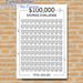 $100,000 Savings Challenge Painting Poster, Minimalist Numbered Envelope Chart Poster, Practical Tool To Track Savings Progress, Suitable For Home And_maomaolike.com