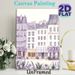 European Town Bookstore Scene Painting Poster, Soft Watercolor Pastel Purple Street Buildings & Florals Poster, Warm Tranquil Decor Ideal For Living_maomaolike.com