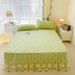 Four Seasons Quilted With Edge Two-in-One Lace Skirt Bed Three-Piece Set Non-Slip Fixed Protective Cover_maomaolike.com