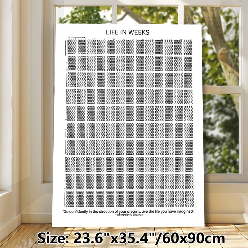 Life In Weeks Painting Poster, Minimalist Black-and-White Weekly Grid Poster, Helps Track Life's Passage With Inspirational Quote, Suitable For Home_maomaolike.com