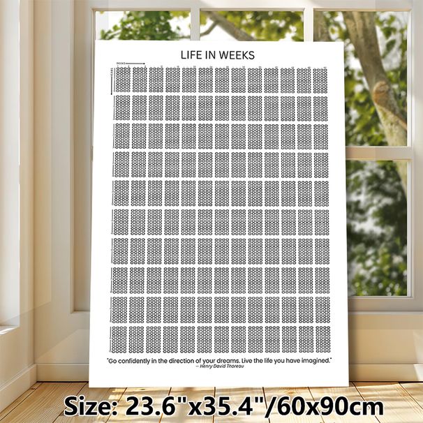 Life In Weeks Painting Poster, Minimalist Black-and-White Weekly Grid Poster, Helps Track Life's Passage With Inspirational Quote, Suitable For Home_maomaolike.com