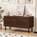 Mid Century Fluted TV Stand For 40" TV With 2 Hidden Compartments And Metal Legs Quality Hinges With As A TV Stand, Display Case And Storage Cabinet_maomaolike.com