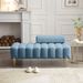 53.2"Width Modern End Of Bed Bench Sherpa Fabric Upholstered 2 Seater Sofa Couch Entryway Ottoman Bench Fuzzy Sofa Stool Footrest Window Bench With Gold Metal Legs For Bedroom Living Room,Blue_maomaolike.com