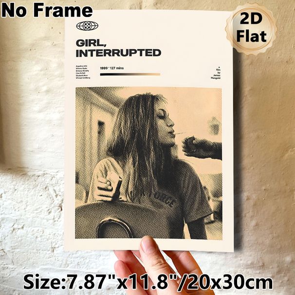 Girl, Interrupted Themed Painting Poster, Vintage Halftone Style Classic Film Scene Poster, Retro Movie Wall Decor Suitable For Living Room, Home_maomaolike.com