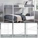 Full Over Full Bunk Bed, Heavy Duty Metal Bunk Bed Frame With Built-in Ladder And Safety Guard Rail, Low Metal Bunk Bed Frame For Kids, No Boxspring Required, For Small Spaces, White_maomaolike.com