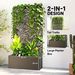 Metal Planter Box With Trellis, 71" Tall Raised Garden Bed With Privacy Screen And Drainage Holes, Banana-Leaf Cut-Outs_maomaolike.com