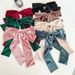 Solid color velvet bow ribbon hairpin female back of the head spring clip velvet hair accessories E275_maomaolike.com