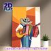 Musician Themed Painting Poster, Vibrant Geometric Style Poster, Colorful Artwork Of A Musician Playing Accordion And Guitar, Stylish Decor Ideal For_maomaolike.com