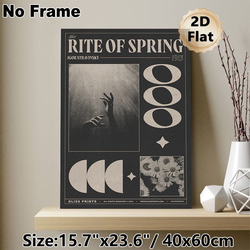 The Rite Of Spring Themed Painting Poster, Vintage Monochrome Collage Style Poster, Artistic Retro Artwork Ideal For Living Room, Studio And Music_maomaolike.com