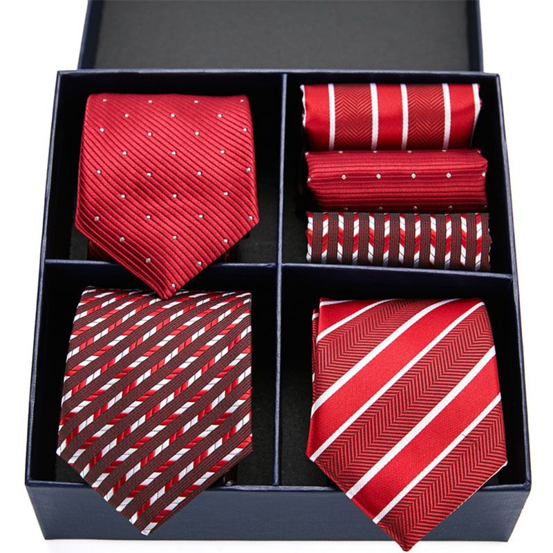 Unisex Four-palace gift box tie square scarf set three-piece business tie men's group_maomaolike.com