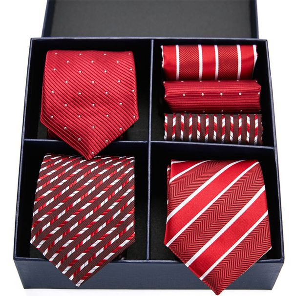 Unisex Four-palace gift box tie square scarf set three-piece business tie men's group_maomaolike.com
