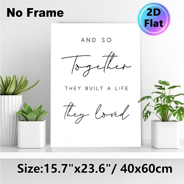 Love & Togetherness Quote Painting Poster, Minimalist Black & White Typographic Poster, Warm Heartfelt Message Ideal For Bedroom, Living Room Decor_maomaolike.com