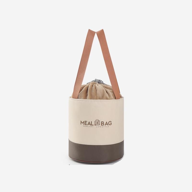 Thermal Insulated Round Lunch Bag With Drawstring & Handles_maomaolike.com