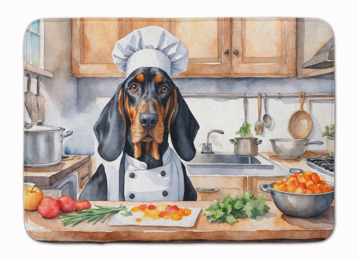Black And Tan Coonhound The Chef Memory Foam Kitchen Mat Machine Washable Anti-Fatigue Mat Cushion Comfort Bath Mat Or Kitchen Rug_maomaolike.com