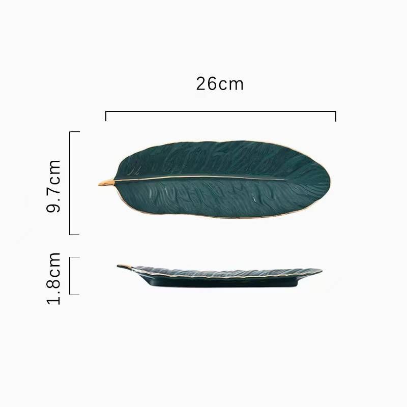 2pcs Romantic LOVE Ceramic Salad Plates Feather Shaped Dinner Plates Pasta Dessert Plates Serving Trays For Appetizer Sushi, Fruit 10 Inches_maomaolike.com