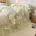 Wholesale INS Korean Skin-Friendly Washed Wrinkled Bubble Cotton Edge Princess Style Pastoral Floral Four-Piece Set_maomaolike.com