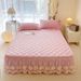 Four Seasons Quilted With Edge Two-in-One Lace Skirt Bed Three-Piece Set Non-Slip Fixed Protective Cover_maomaolike.com
