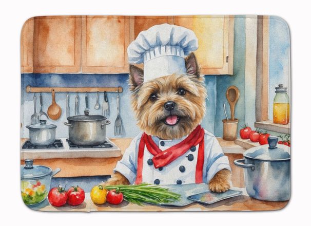 Cairn Terrier The Chef Memory Foam Kitchen Mat Machine Washable Anti-Fatigue Mat Cushion Comfort Bath Mat Or Kitchen Rug_maomaolike.com