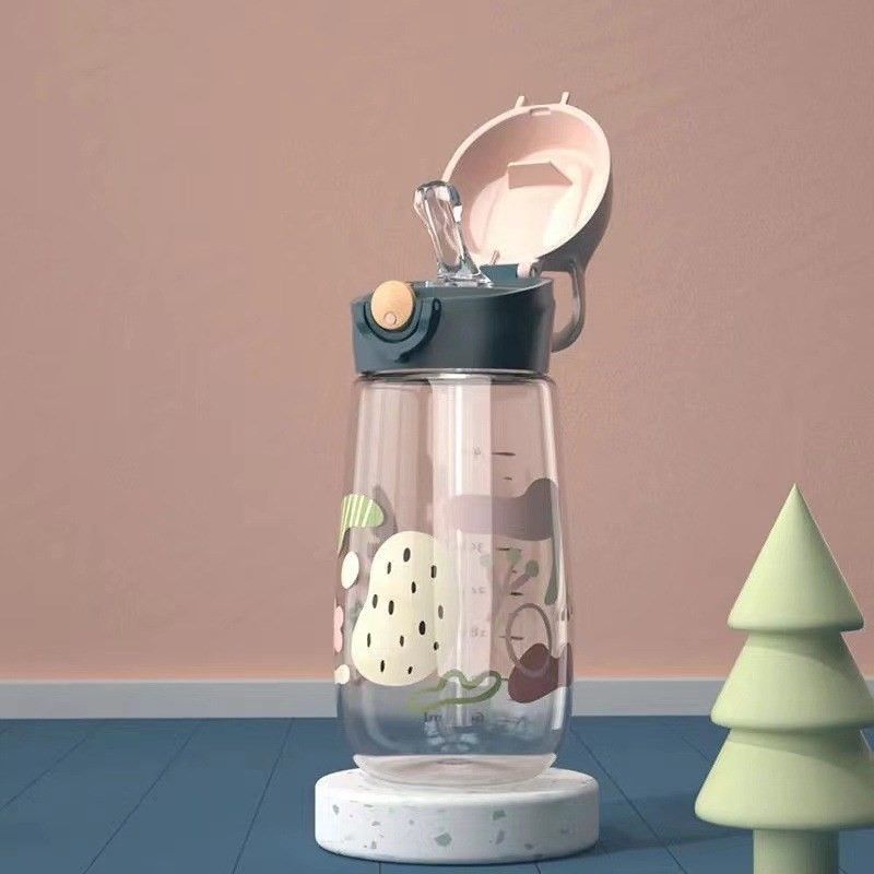 450ML Cute Children Drinking Kettle Plastic Portable School Cup Kids Water Bottle With Healthy Straw And BPA Free_maomaolike.com