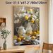 Lemon & Floral Still Life Painting Poster, Vibrant Realistic Teaware & Fresh Lemon Scene Poster, Warm Inviting Decor Ideal For Kitchen, Dining Room_maomaolike.com