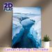 Glacial River Canyon Painting Poster, Serene Cool-toned Icy Canyon With Tranquil Blue Water Poster, Calming Natural Scenery Ideal For Living Room_maomaolike.com