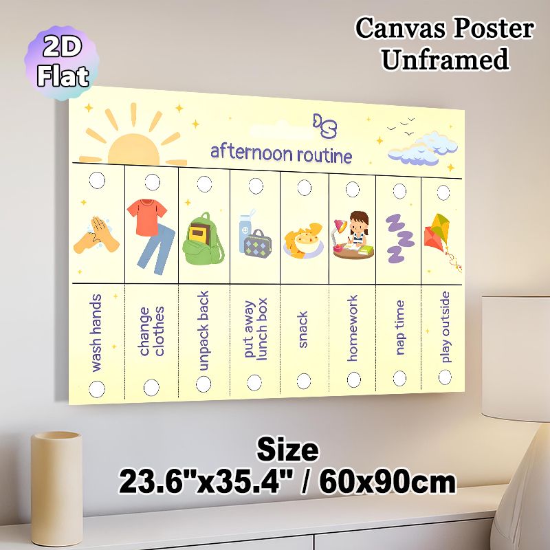 Afternoon Routine Painting Poster, Bright Cartoon-style Daily Schedule Poster, Helps Plan And Track Afternoon Daily Activities, Ideal For Home Spaces_maomaolike.com