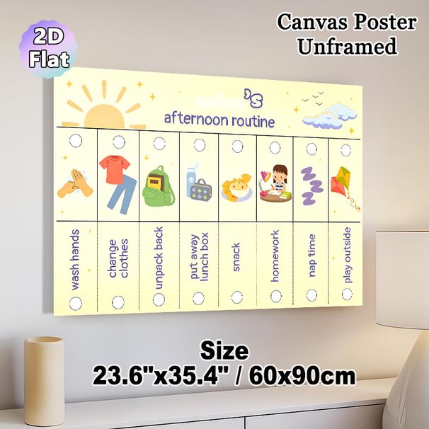 Afternoon Routine Painting Poster, Bright Cartoon-style Daily Schedule Poster, Helps Plan And Track Afternoon Daily Activities, Ideal For Home Spaces_maomaolike.com