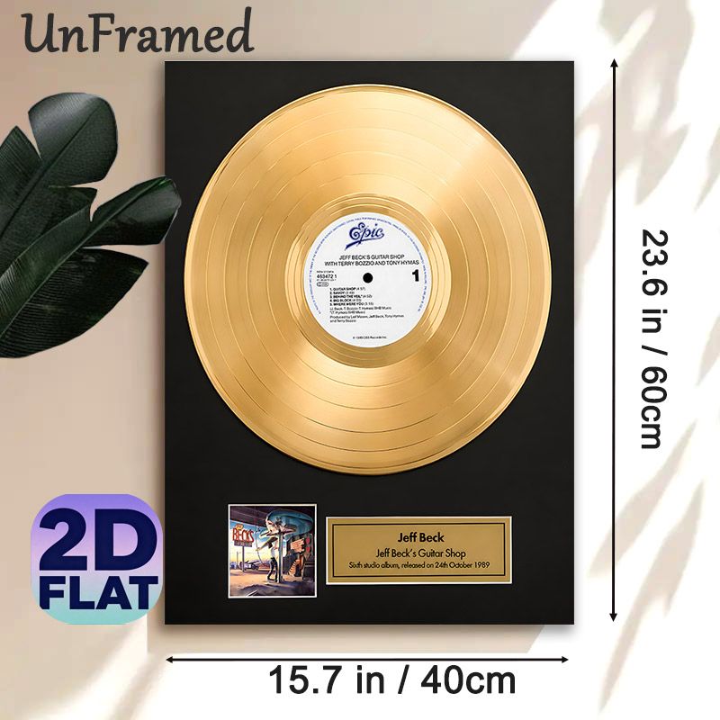Jeff Beck's Guitar Shop Gold Record Painting Poster, Sleek Glossy Gold Record With Album Details Poster, Retro Music-themed Decor Ideal For Home Music_maomaolike.com