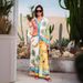 Women's Clothing fashion personality printed linen color matching holiday leisure tether suit_maomaolike.com