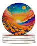 Colorful Marigolds Large Sandstone Coasters Pack Of 4 Absorbent Round Coasters Decor Gifts For Men Or Women, 4 In, Multicolor_maomaolike.com
