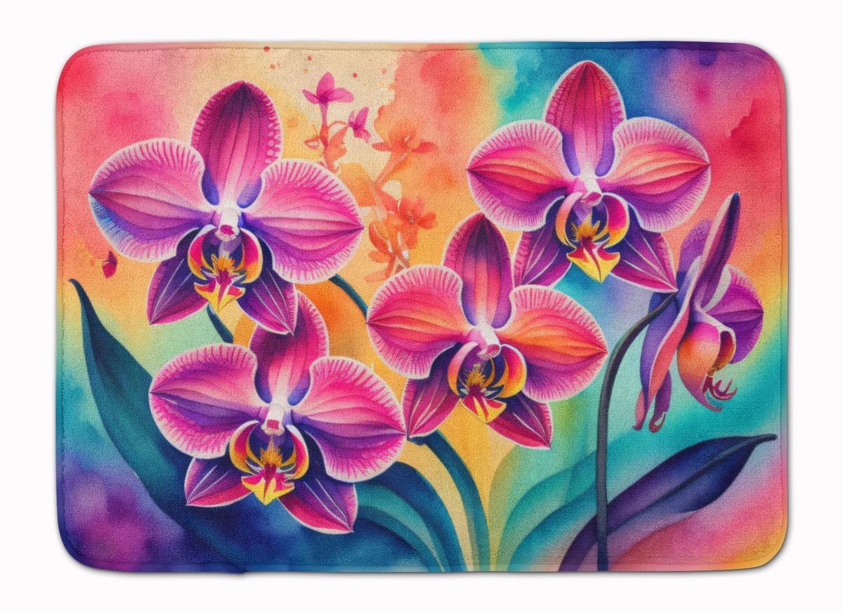 Orchids In Color Memory Foam Kitchen Mat Machine Washable Anti-Fatigue Mat Cushion Comfort Bath Mat Or Kitchen Rug_maomaolike.com