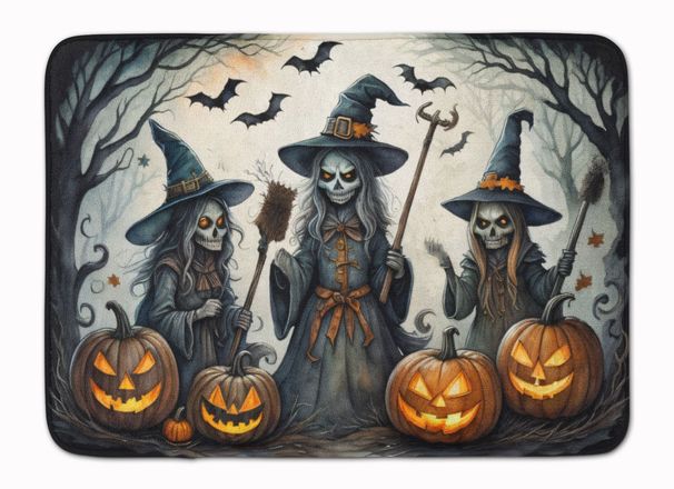 Witches Spooky Halloween Memory Foam Kitchen Mat Machine Washable Anti-Fatigue Mat Cushion Comfort Bath Mat Or Kitchen Rug_maomaolike.com