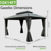 10 X14 Hardtop Gazebo With Resin Roof, Outdoor Metal Gazebo With Drainage Gutters, Permanent Heavy Duty Pavilion For Patio, Backyard And Deck, Curtains And Mosquito Netting Included_maomaolike.com